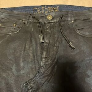 NWOT Desigual Waxed Denim, Faint Camo Print